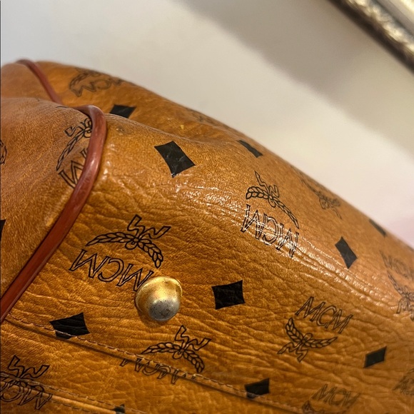 MCM Vintage Cognac Leather Satchel Boston Bag with COA - German - EUC - Picture 9 of 17